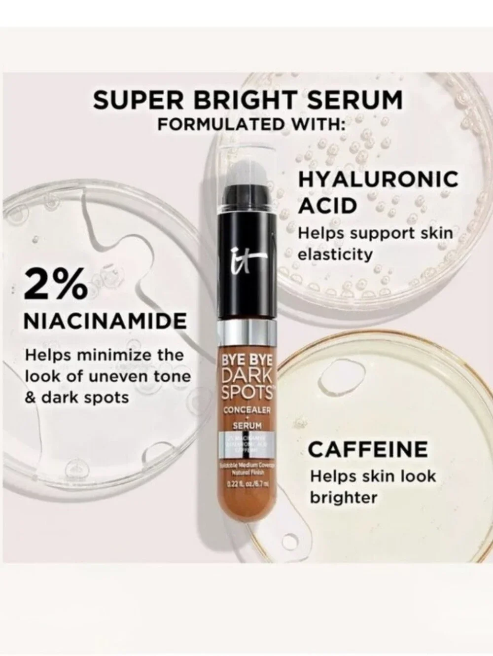 IT Cosmetics Bye Bye Dark Spots Concealer + Serum Cool 40 Tan Full Size New